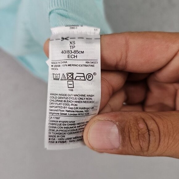 Banana Republic 100% Merino Wool Sweater Womens XS Pastel Aqua Lightweight Chic - Picture 6 of 7